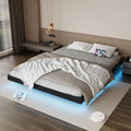 Modern floating bed base with LED under-bed lighting, Full size
